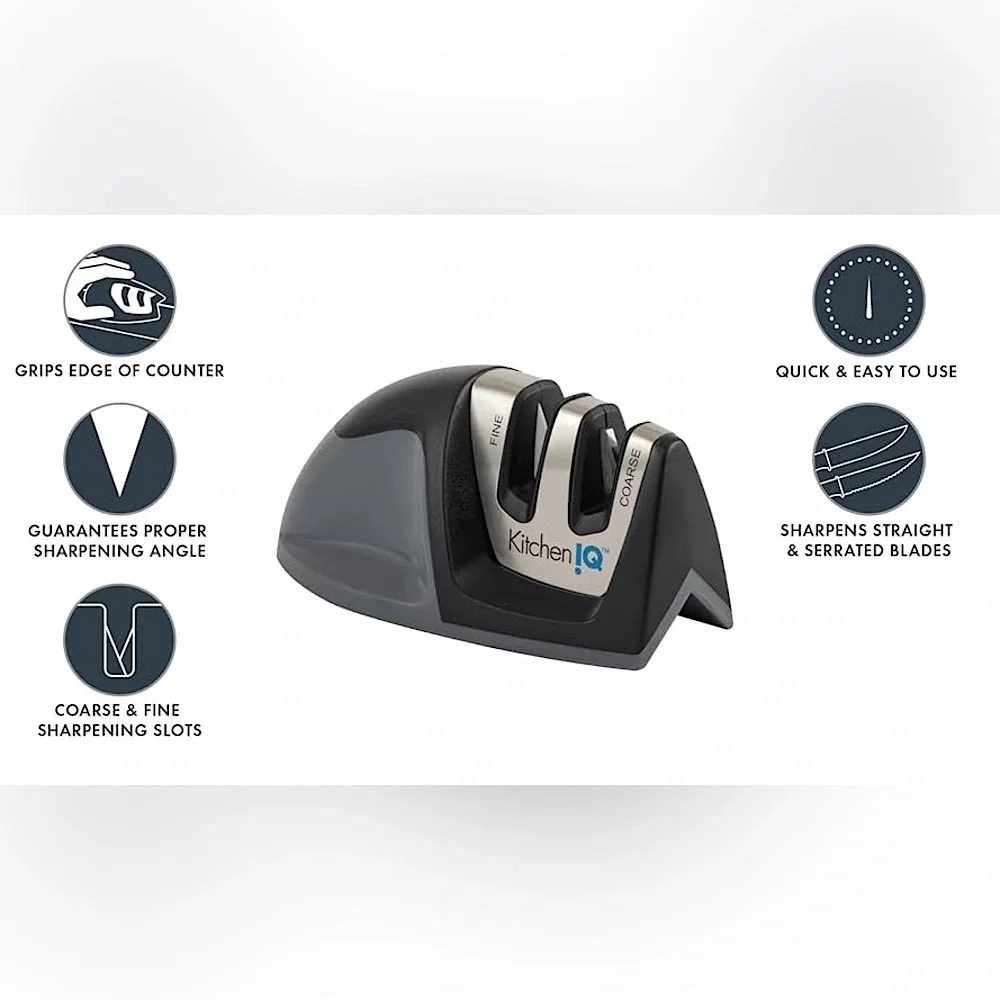 KitchenIQ Compact Knife Sharpener Edge Grip  Kitchen Tool NWT